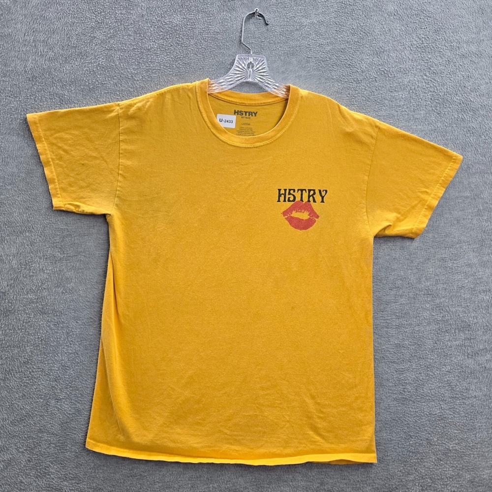 HSTRY Nas Men Shirt Large Yellow Loose Lips Sink Ships Graphic Tee READ